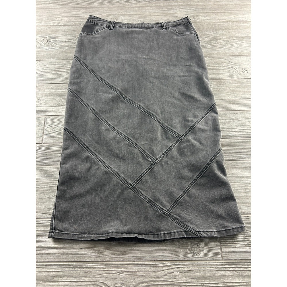 Christopher & Banks Gray Denim Midi Skirt Size 6 Modest Jean Skirt Zippered